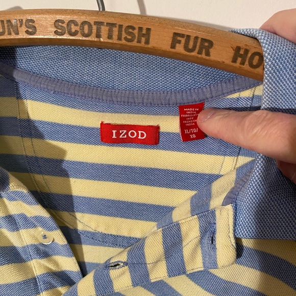 Blue and Yellow Striped Izod Lacoste Polo Shirt - XL - Picture 3 of 3